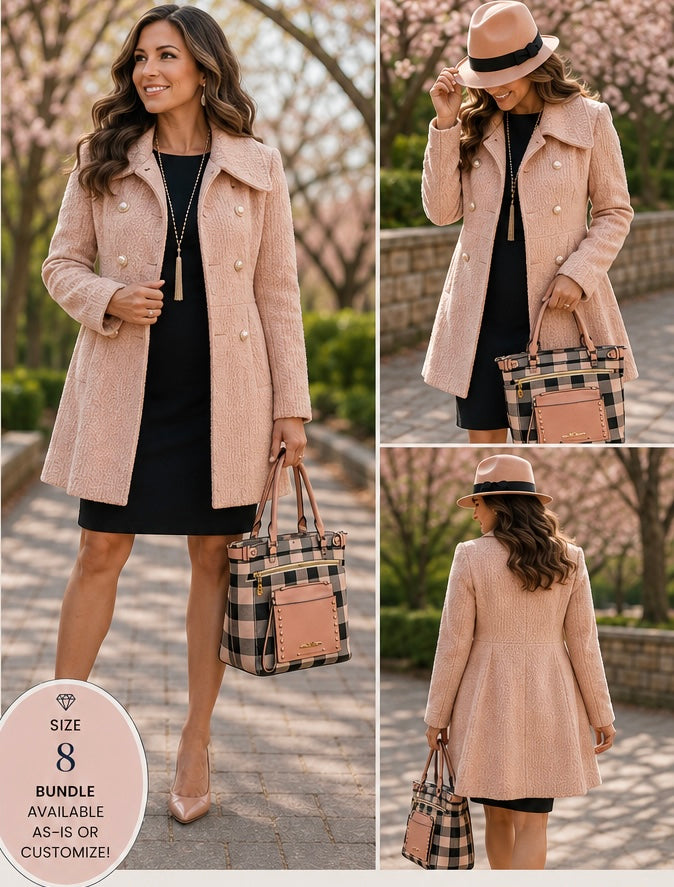 Soft Power — Calvin Klein Black Dress & Blush Worthington Coat Curated Look