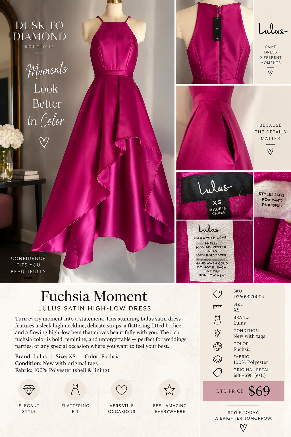 Fuchsia Flair — Lulus Broadway Show Magenta High-Low Gown