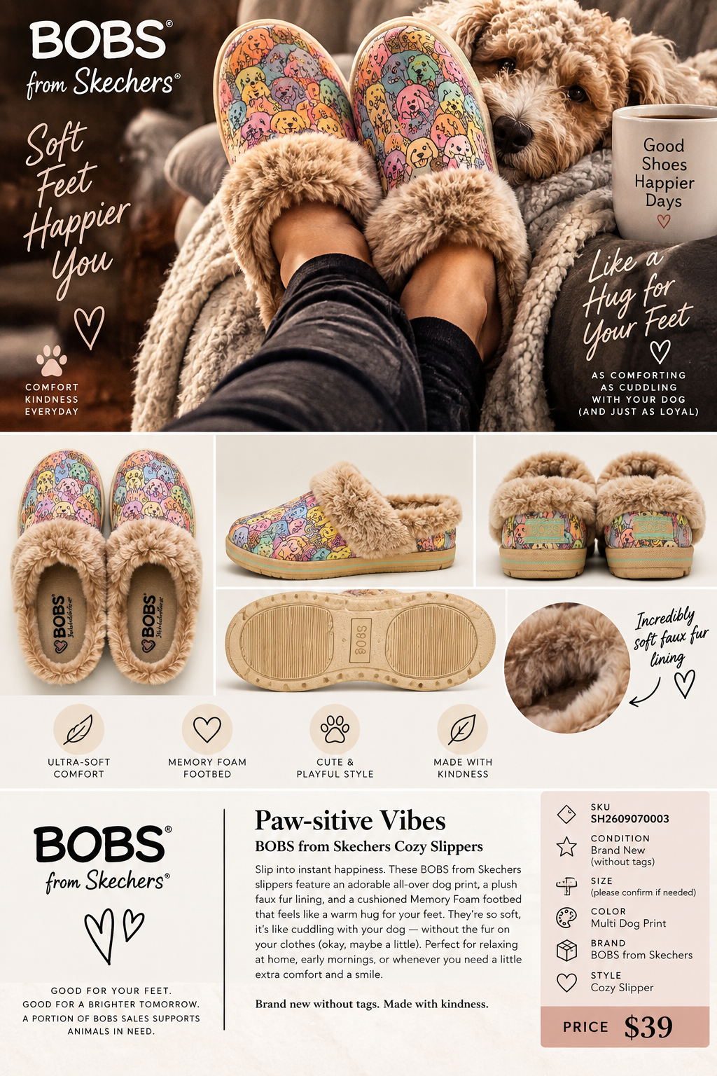 Paw-sitive Vibes — BOBS by Skechers Cozy Dog Slippers