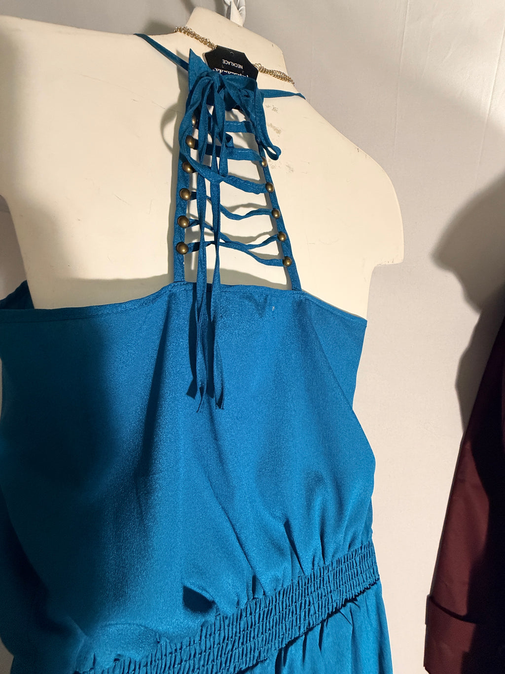 Turquoise Halter Jumpsuit & London Fog Trench 5-Piece Look Size S