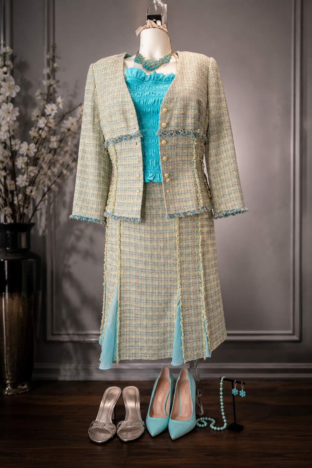 Aqua After Hours | Carmen Marc Valvo Atelier Complete Styled Look
