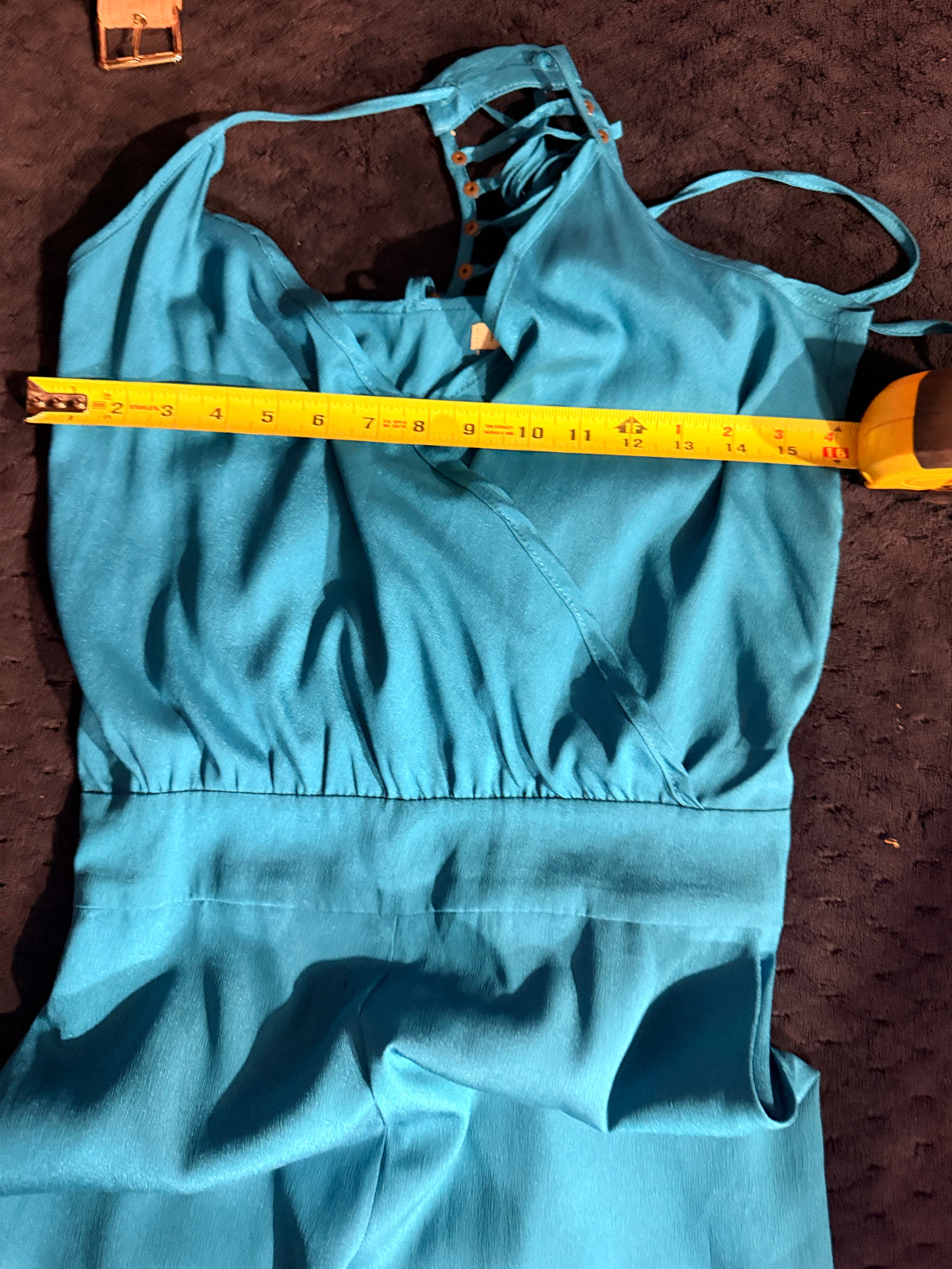 Turquoise Halter Jumpsuit & London Fog Trench 5-Piece Look Size S