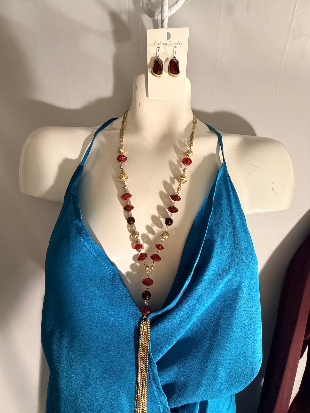 Turquoise Halter Jumpsuit & London Fog Trench 5-Piece Look Size S