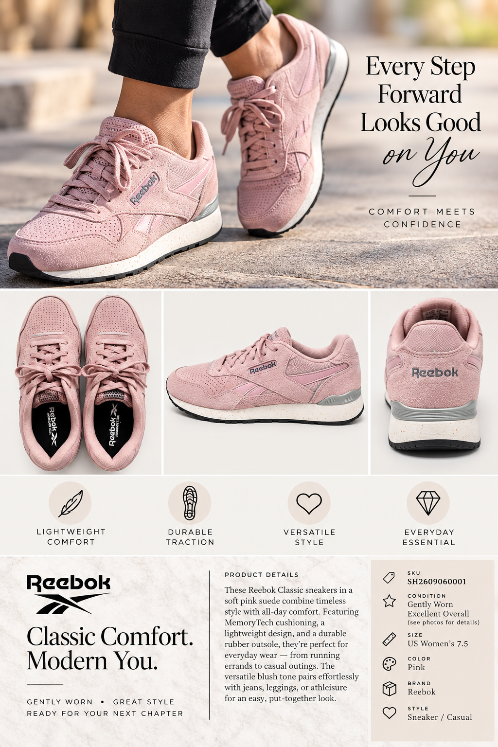 Blush Momentum — Reebok Work Safety Sneakers