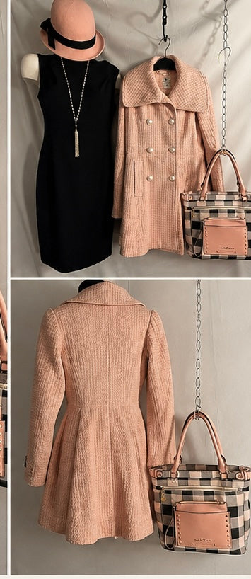 Soft Power — Calvin Klein Black Dress & Blush Worthington Coat Curated Look