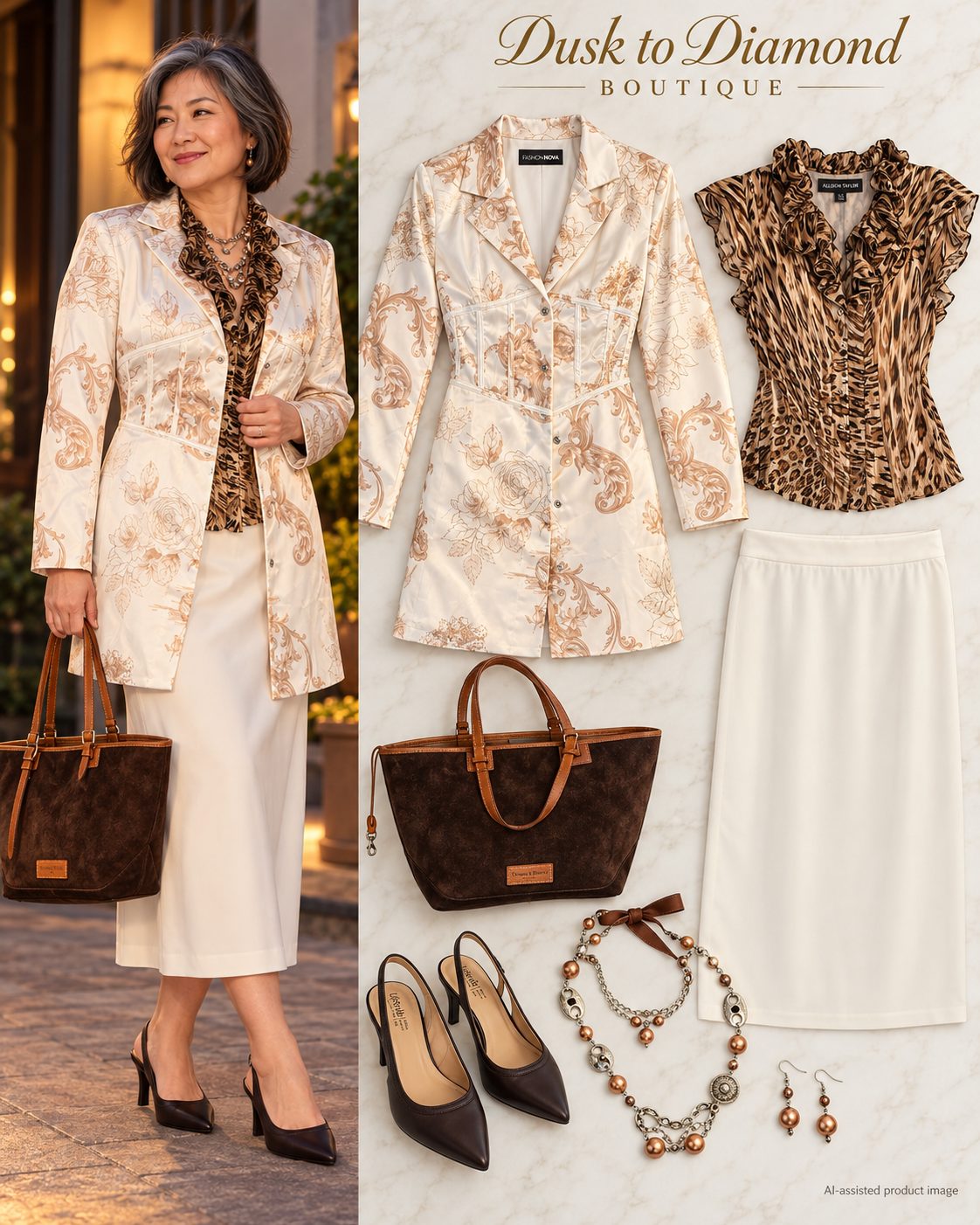 High Tea & Wild Company | 7-Piece Ivory & Animal-Print Outfit XL