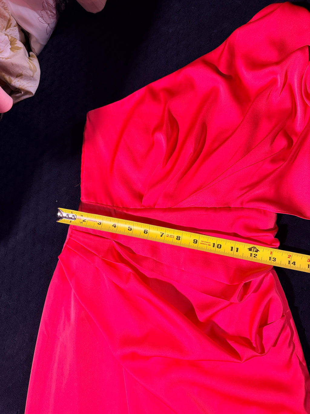 Coral Confidence | DO+BE One-Shoulder Satin Dress 7-Piece Complete Look — Size S