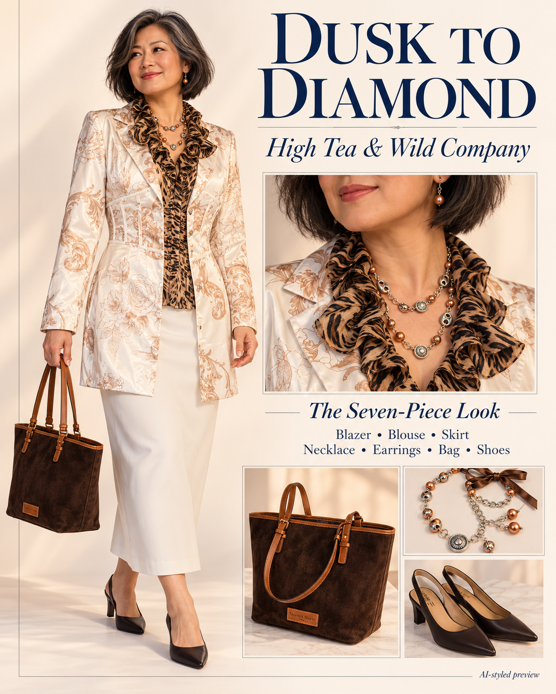High Tea & Wild Company | 7-Piece Ivory & Animal-Print Outfit XL