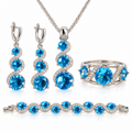 Ocean Blue Sparkle Jewelry Set – Necklace, Ring, Bracelet & Earrings