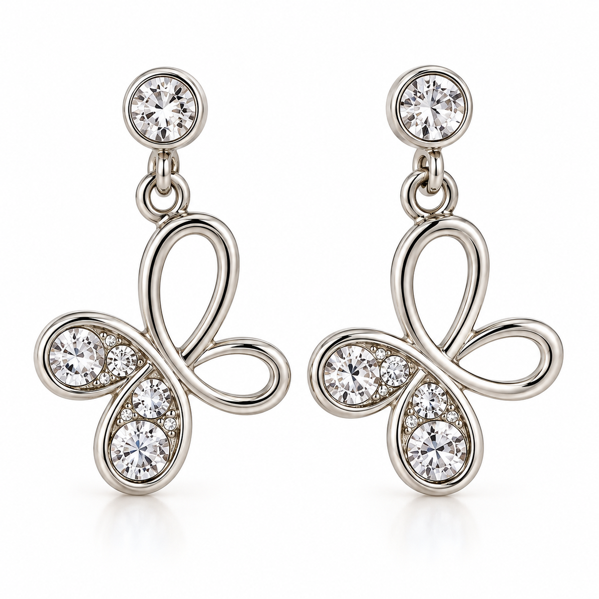 🦋 Crystal Butterfly Drop Earrings