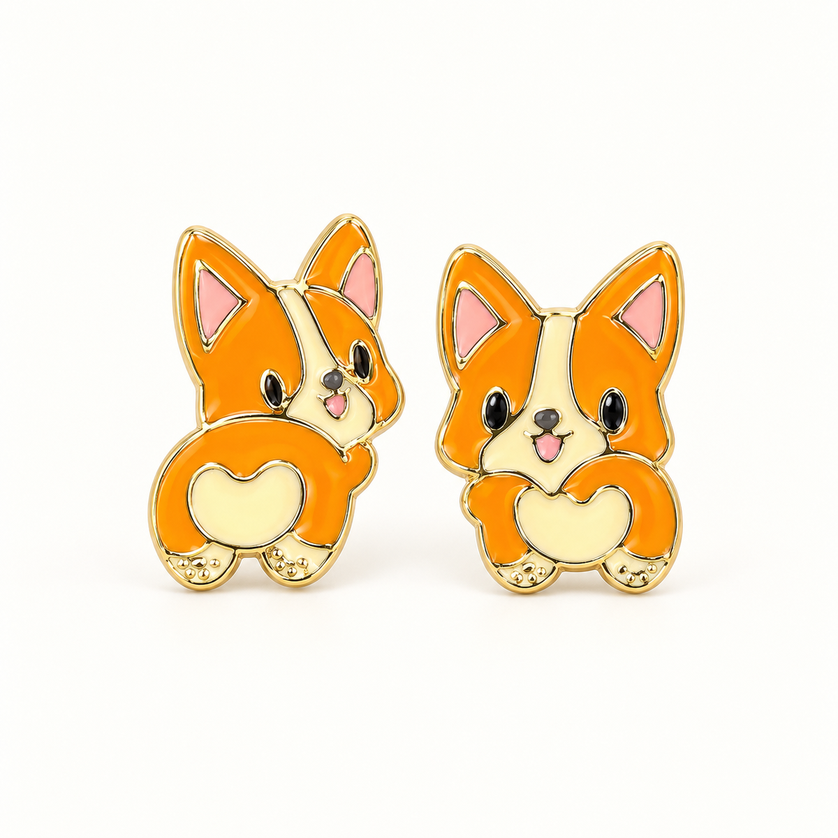 🐶 Corgi Enamel Stud Earrings
