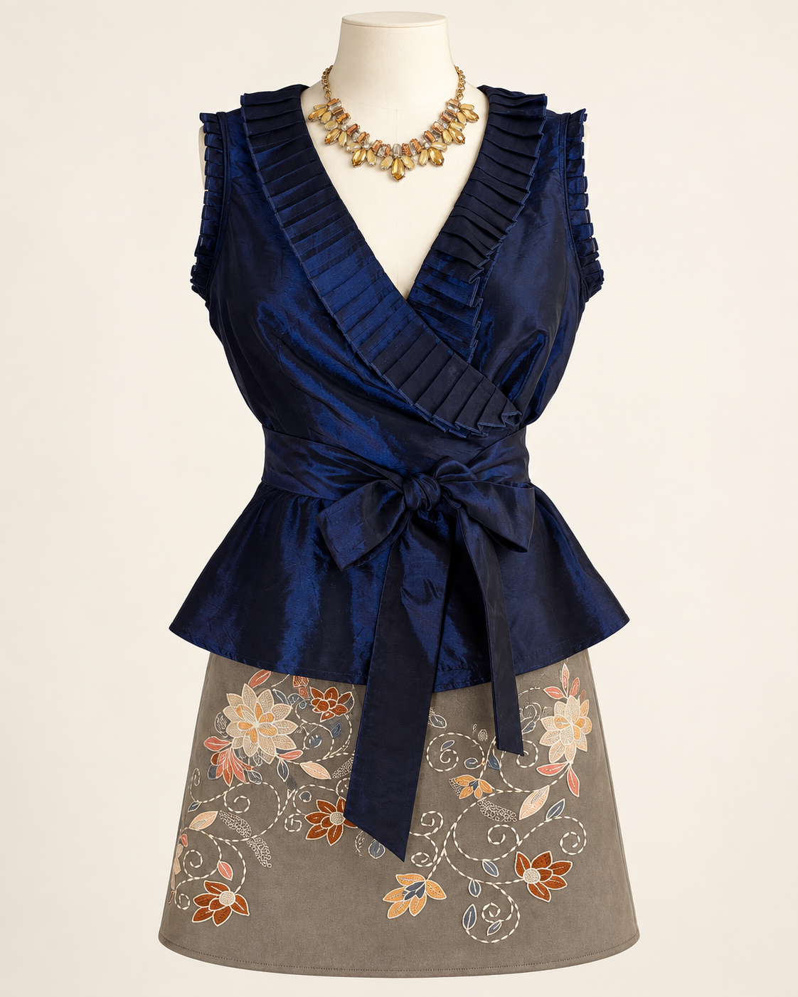 Softly Unstoppable | Blush, Navy & Embroidered Winter Outfit