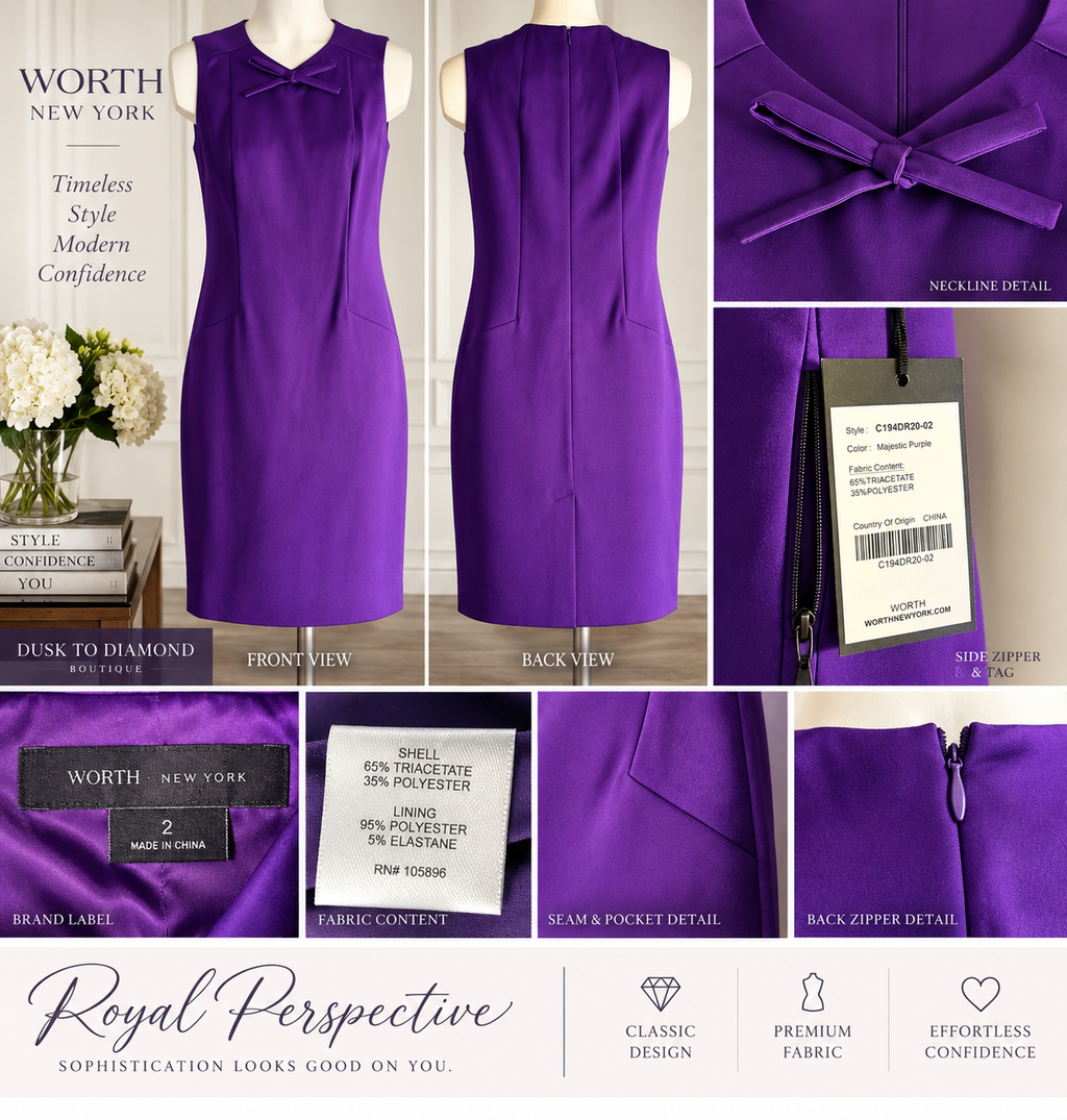 Royal Perspective - Worth New York Majestic Purple Shift Dress – Size 2