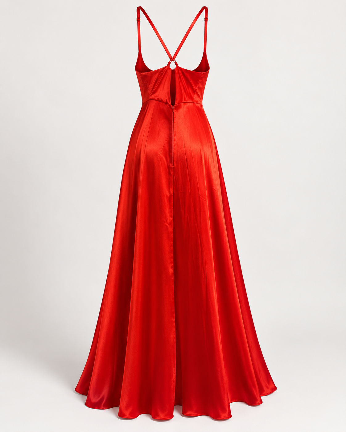 Diamond in the Rough: Fiery Red Satin Maxi Dress – 3X