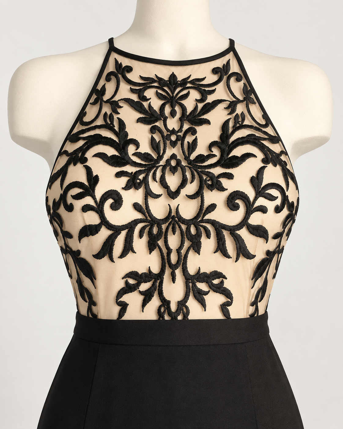 Hidden Treasure: Midnight Lace Illusion Mermaid Gown