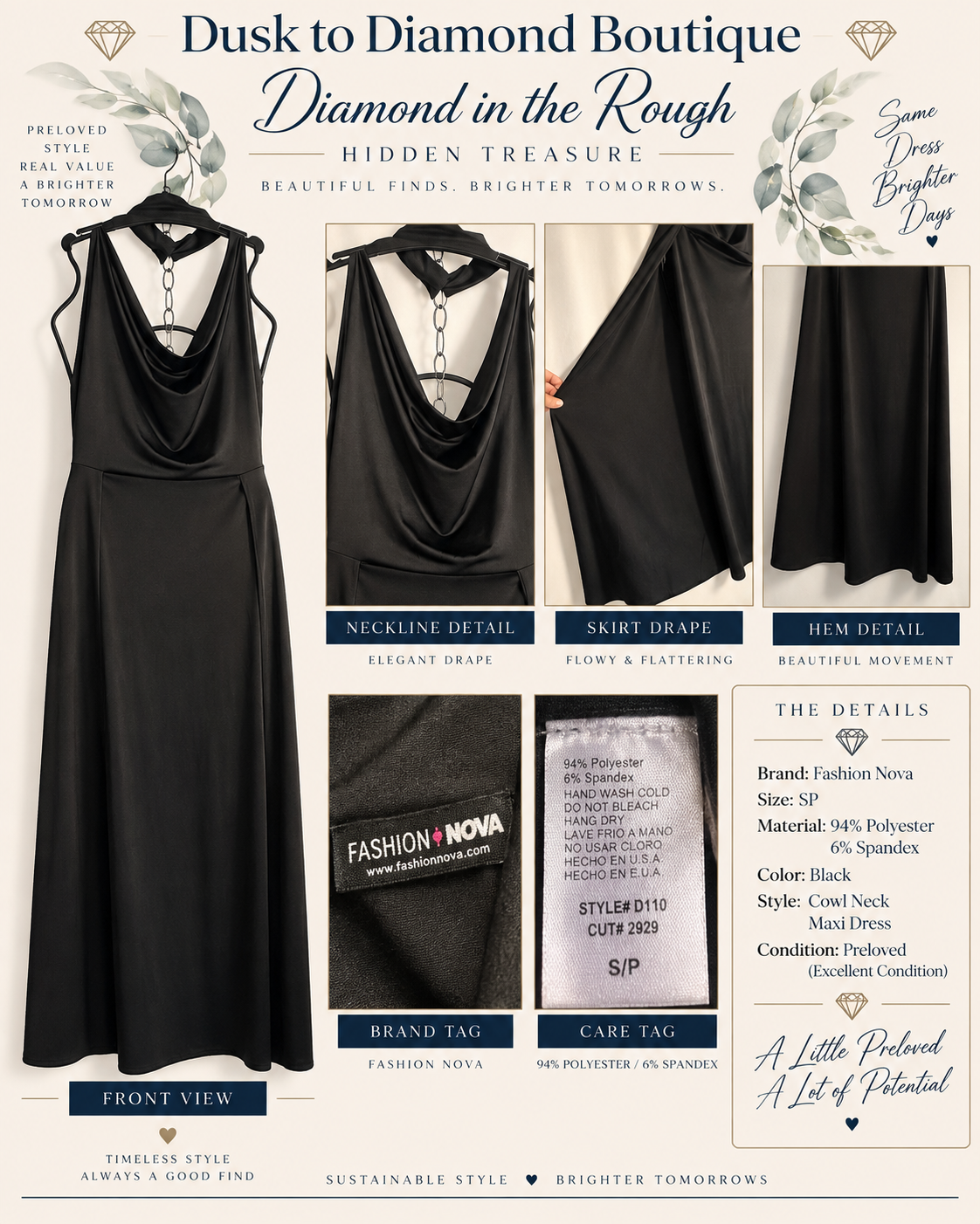 Hidden Treasure: After Dark Cowl-Neck Maxi Dress — Fashion Nova