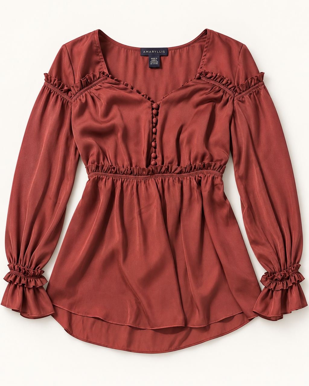 Merlot Mood | Amaryllis Ruffle Blouse XS/S