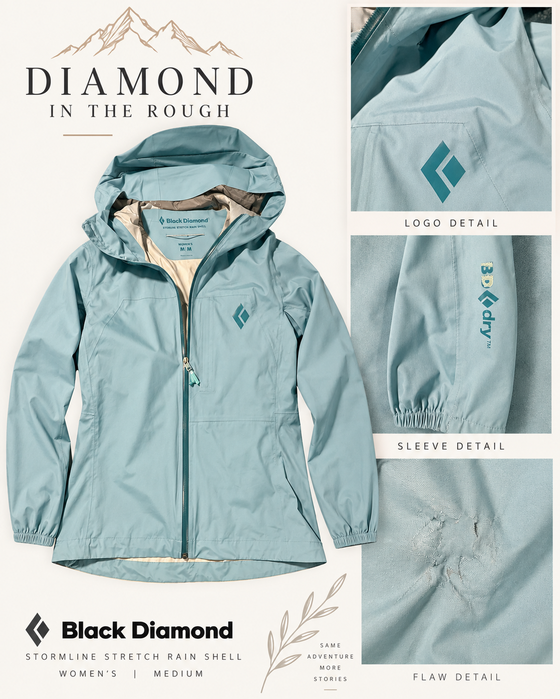 Diamond in the Rough | Black Diamond StormLine Stretch Rain Shell | Women’s Medium