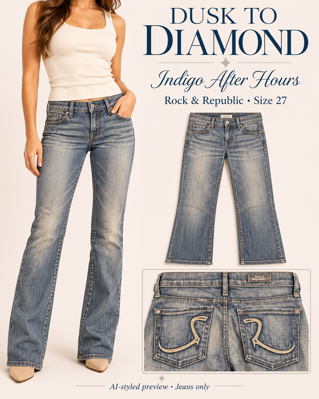 Indigo After Hours — Rock & Republic Bootcut Jeans | Size 27