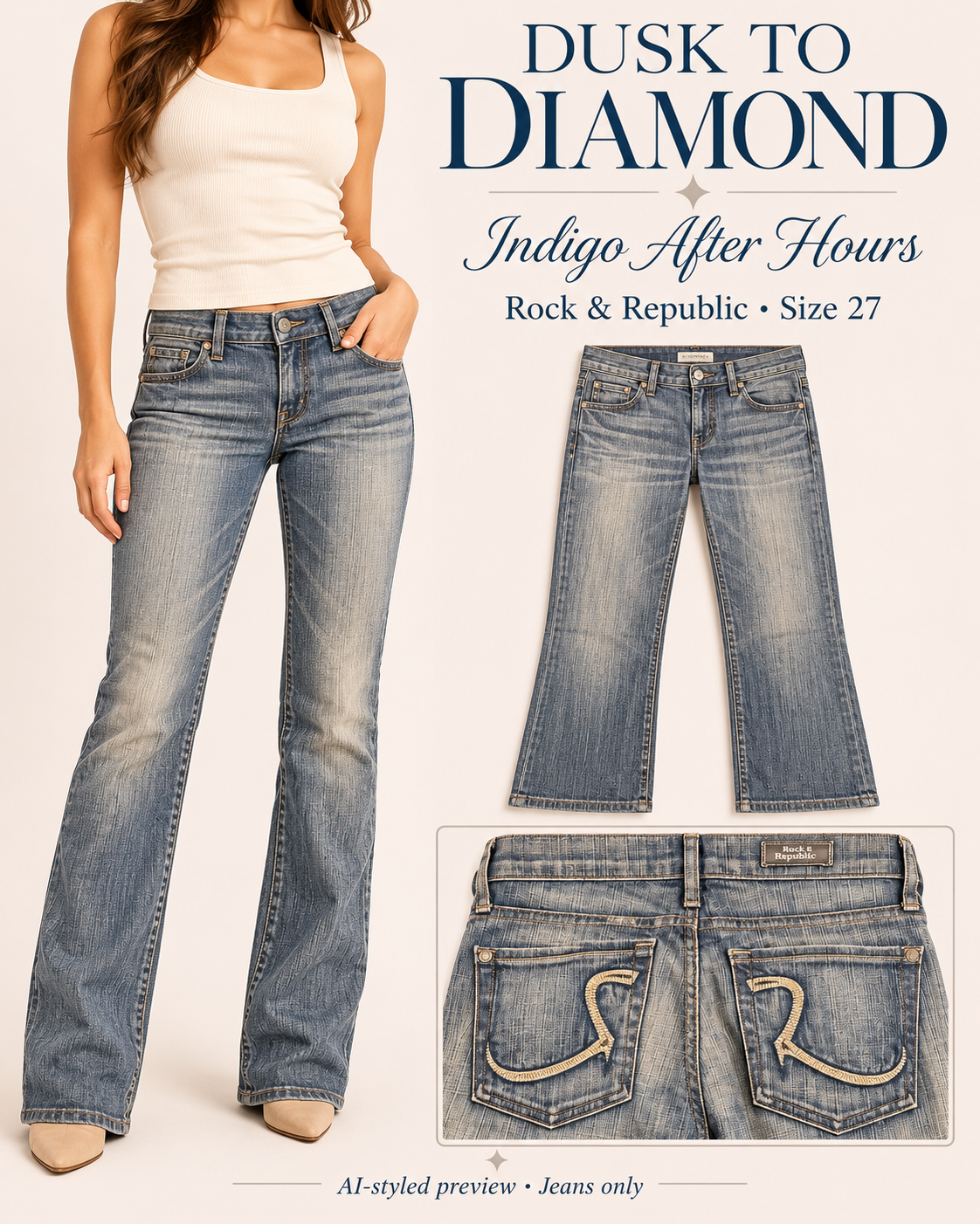 Indigo After Hours — Rock & Republic Bootcut Jeans | Size 27