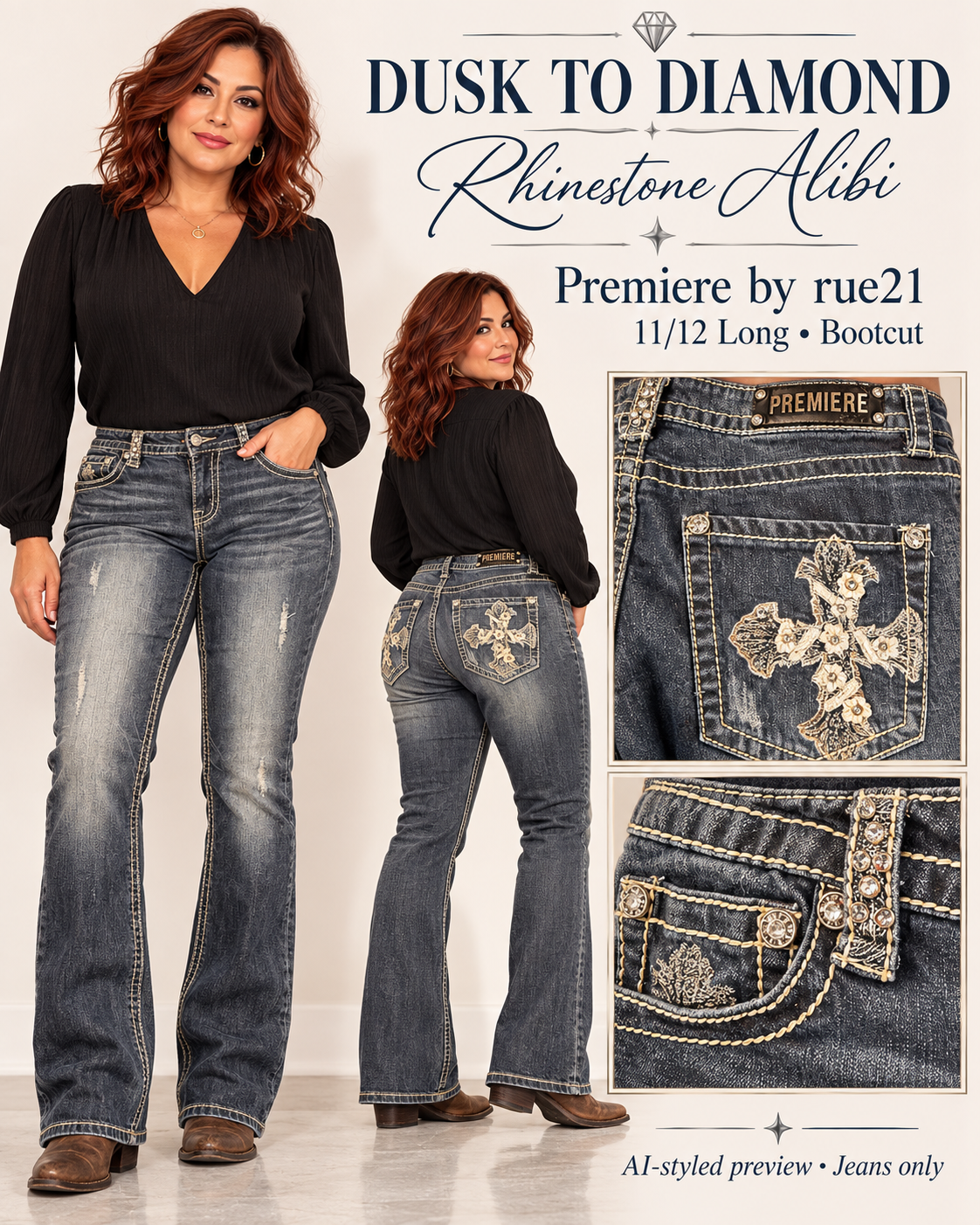 Rhinestone Alibi | Premiere by rue21 Bootcut Jeans | 11/12 Long