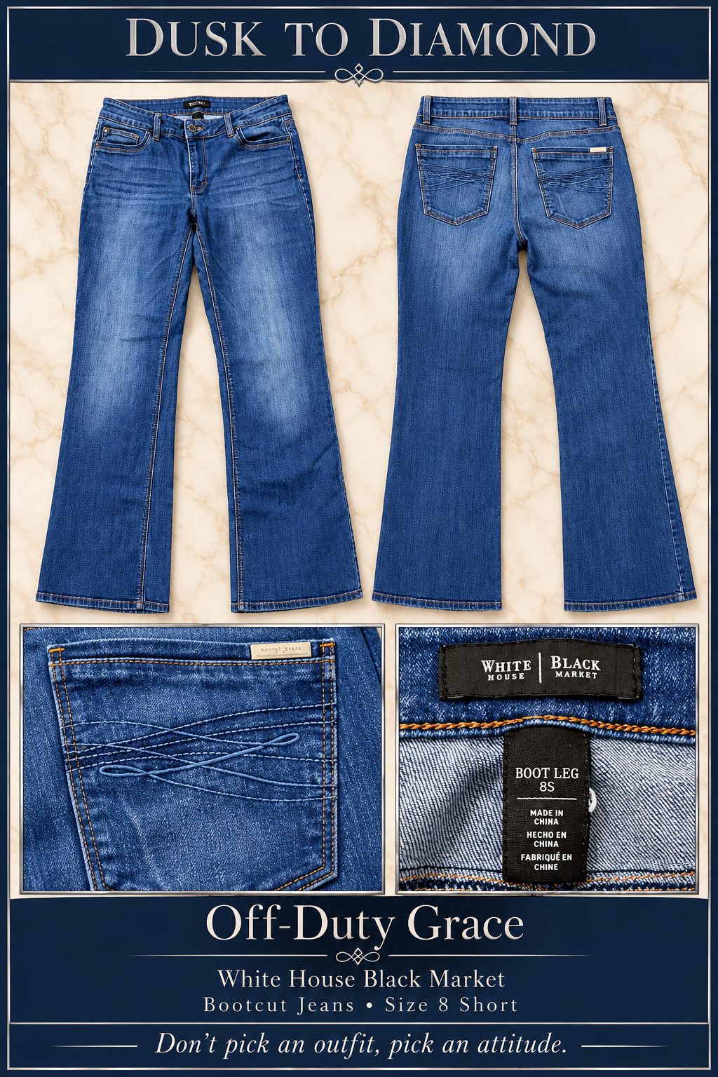 Off-Duty Grace | White House Black Market Bootcut Jeans — 8 Short
