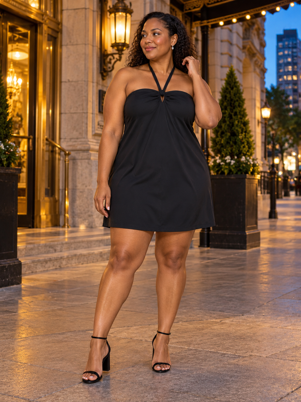 Midnight, With Intent | Abercrombie & Fitch Black Halter Dress — XL Tall