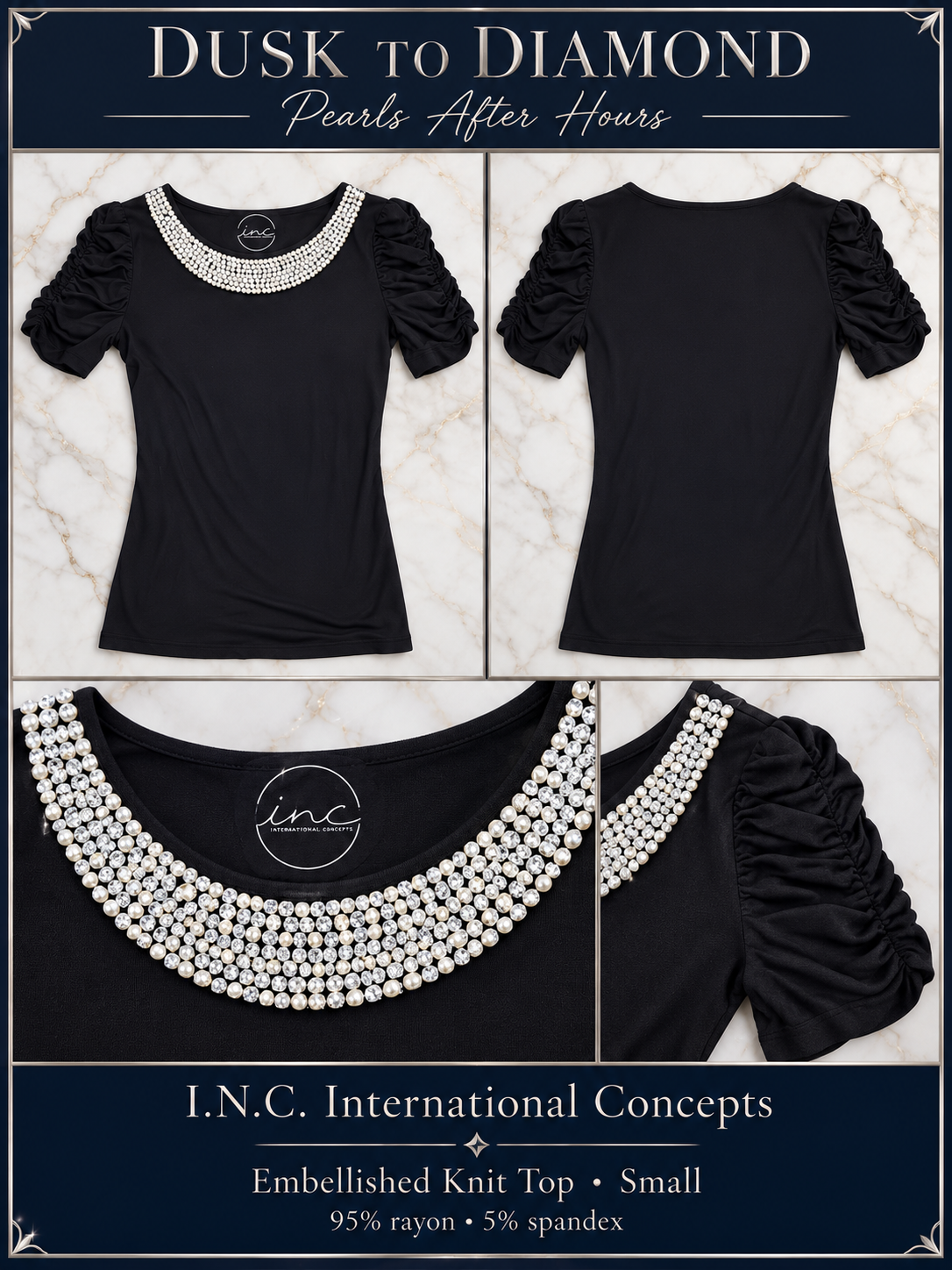 Pearls After Hours — I.N.C. Embellished Top | Small