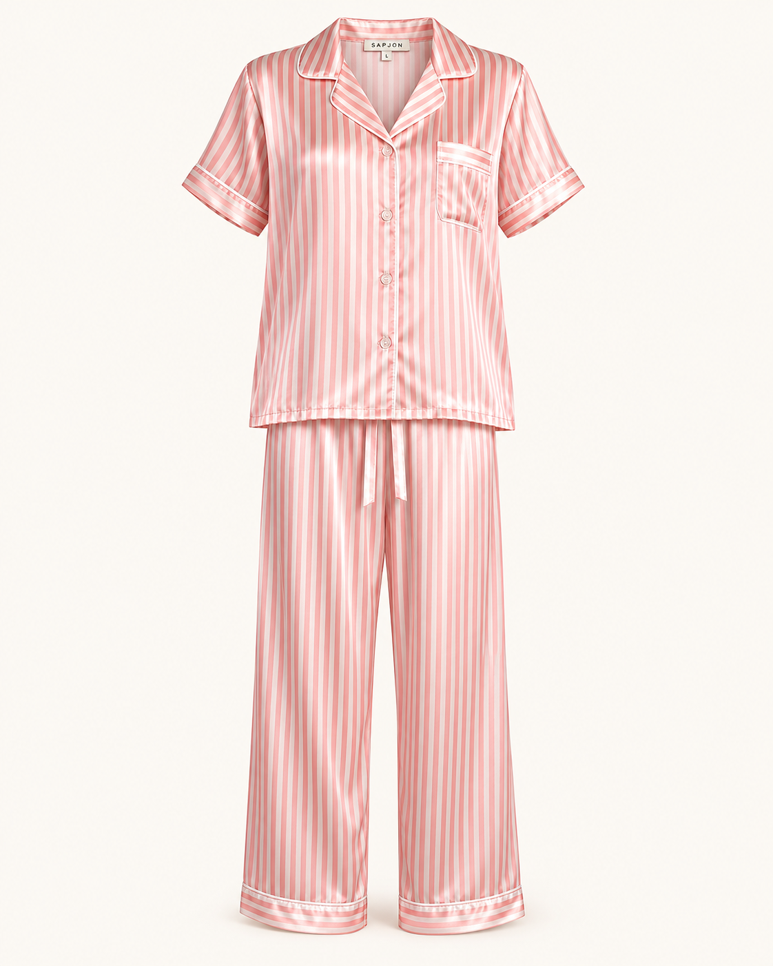Pink After Hours | SAPJON Striped Satin Pajama Set – Size L