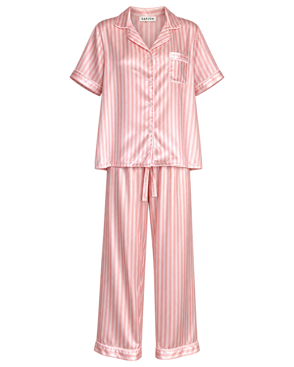 Pink After Hours | SAPJON Striped Satin Pajama Set – Size L