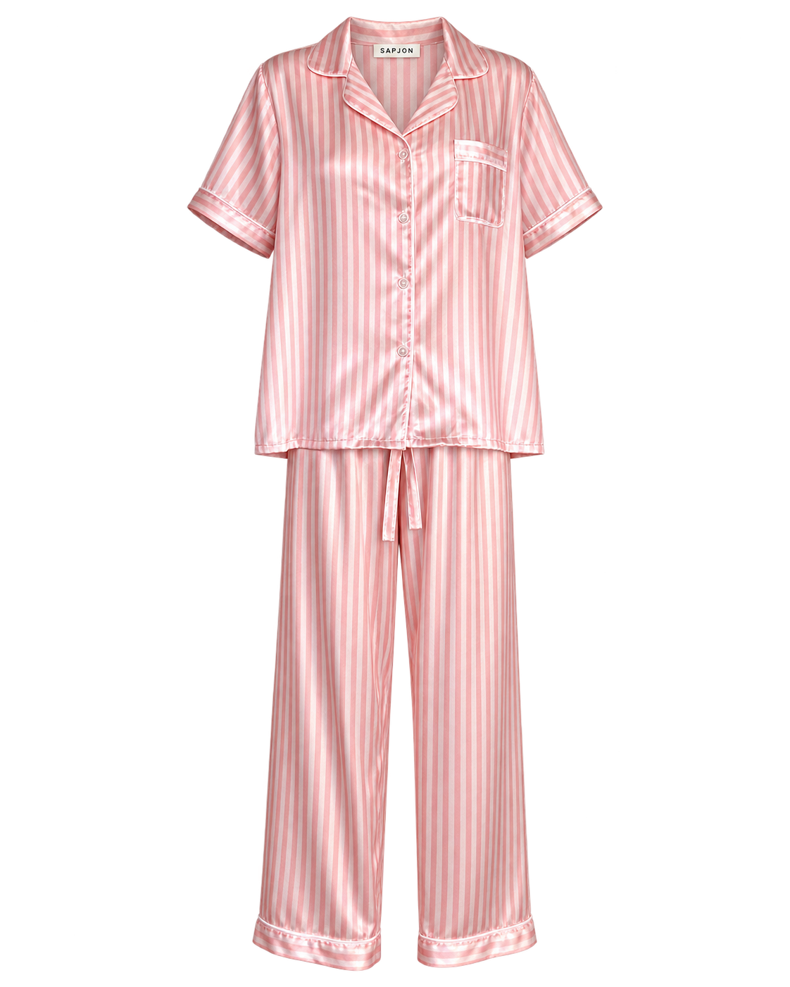 Pink After Hours | SAPJON Striped Satin Pajama Set – Size L