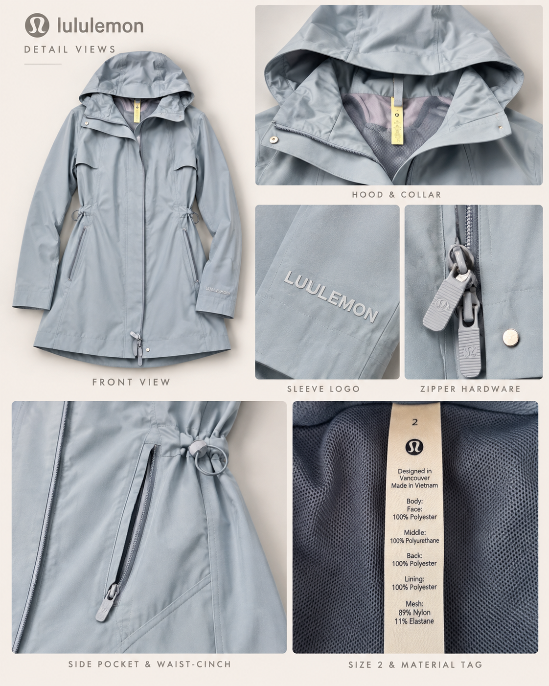 Sea Glass Siren — lululemon Rain Rebel Jacket | Ocean Air | Perfect New Condition | Size 2