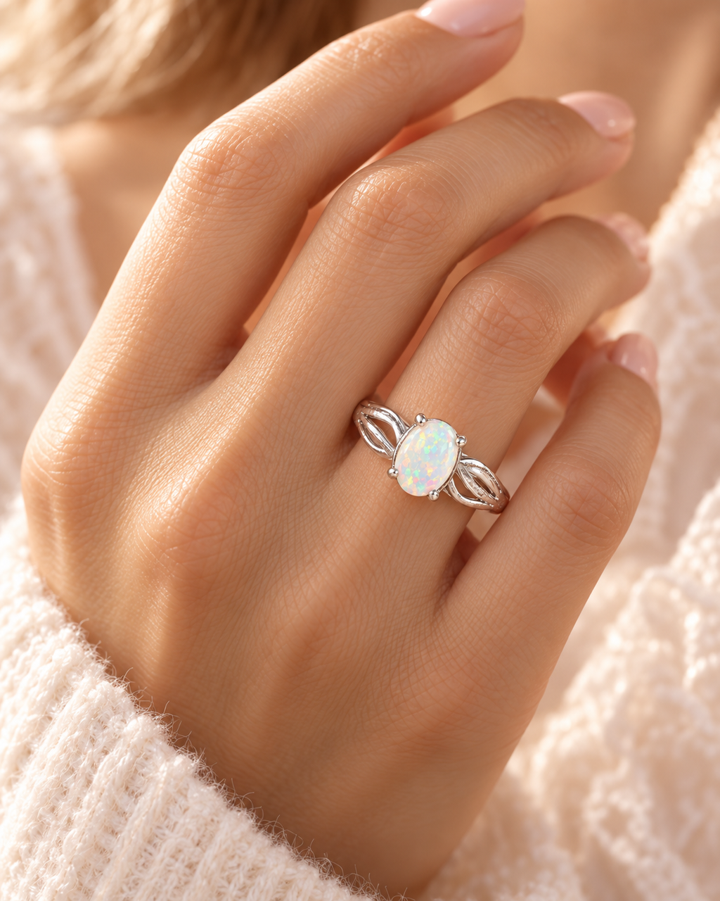 Sterling Silver Oval Opal Ring | Size 7 | New With Tag