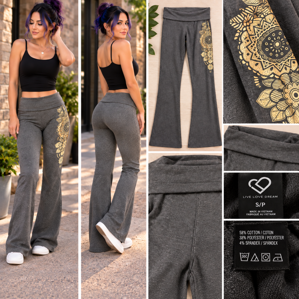 Live Love Dream Gray Bootcut Yoga Pants Size Small