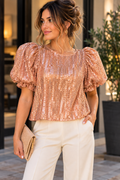 Sarah Hann for Anthropologie Sequined Puff-Sleeve Top — Size Small — NWT