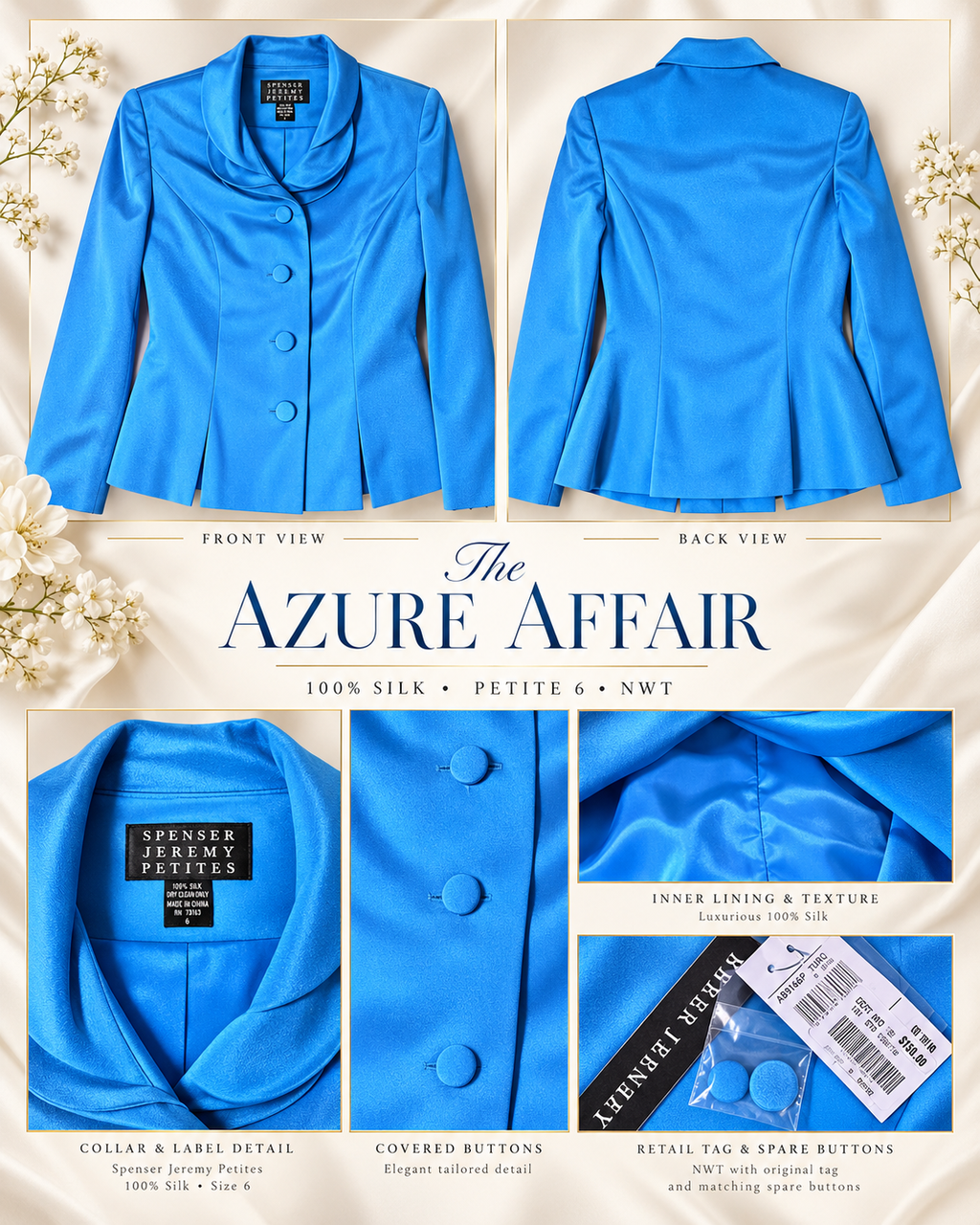 The Azure Affair | 100% Silk Statement Jacket Size 6p
