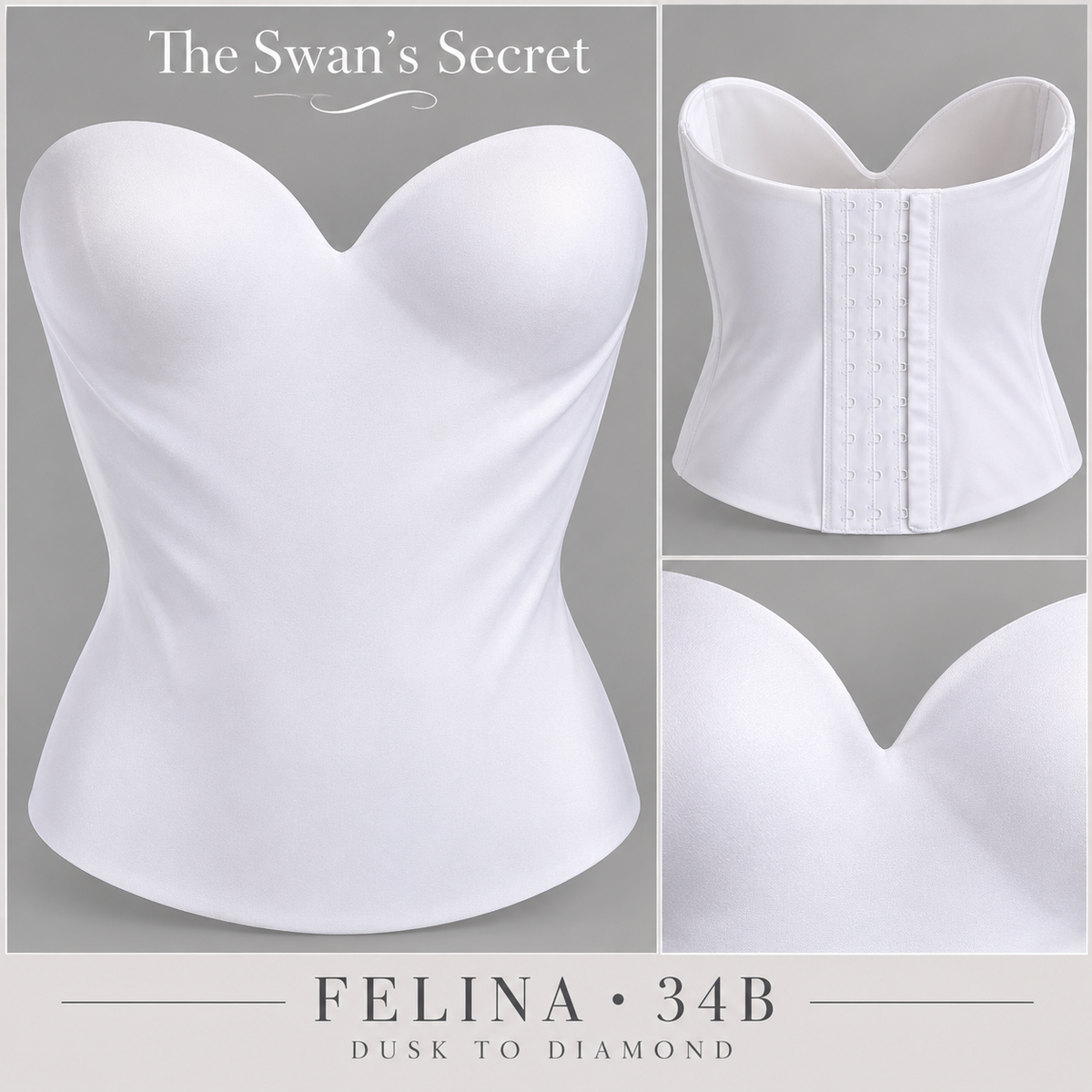 The Swan’s Secret | Felina White Strapless Bustier — 34B
